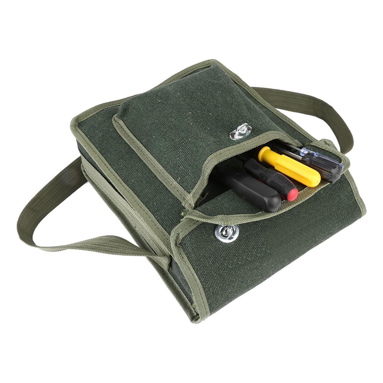 Tool Bag, Electrician Tool Bag Utility Convenient Work Pouch Holder Multifunctional Heavy Duty 600D Portable Canvas Tool Bags Organizer Storage Bag for Keys, Screwdriver(26x8.5x33cm)