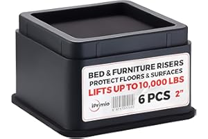 iPrimio Bed and Furniture Risers – Square Elevator up to 2” Per Riser and Lifts up to 10,000 LBs - Protect Floors and Surface