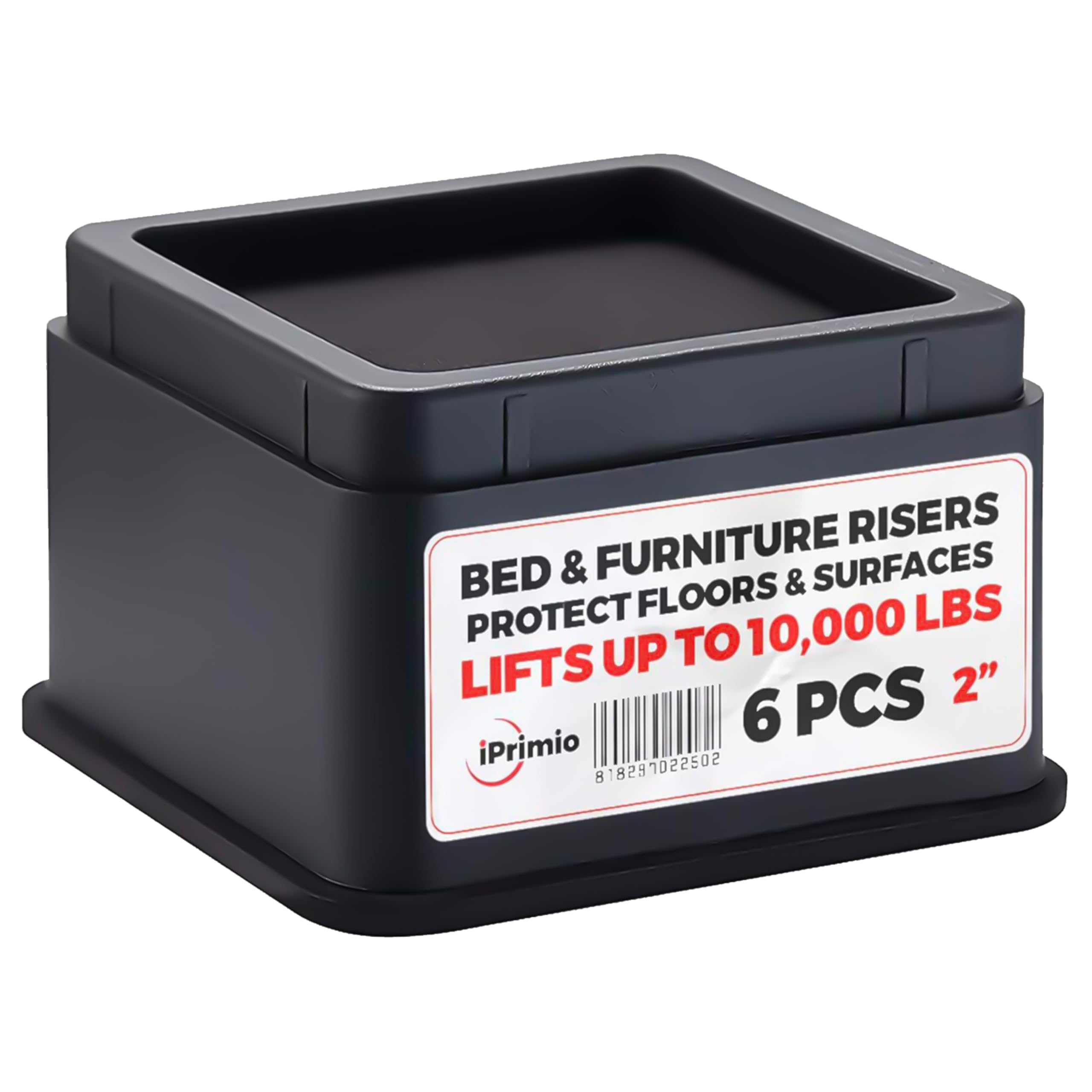 Photo 1 of iPrimio Bed Risers 2 Inch - Square, 2 Inch Lift, Heavy Duty, 6 Pack, Up to 10000lbs - Bed Raising Blocks, Furniture Risers - Safe, Sturdy Bed Lifts for College Dorm Rooms, Couches, Tables, Desk Riser