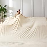 COOVA Oversized King Fleece Blanket 120x120 inches, Soft Cozy Warm Giant Extra Large 10'x10' Blanket for Bed, Sofa, Couch,Travel, Camping, California Huge Flannel Big Throw Blanket, Beige