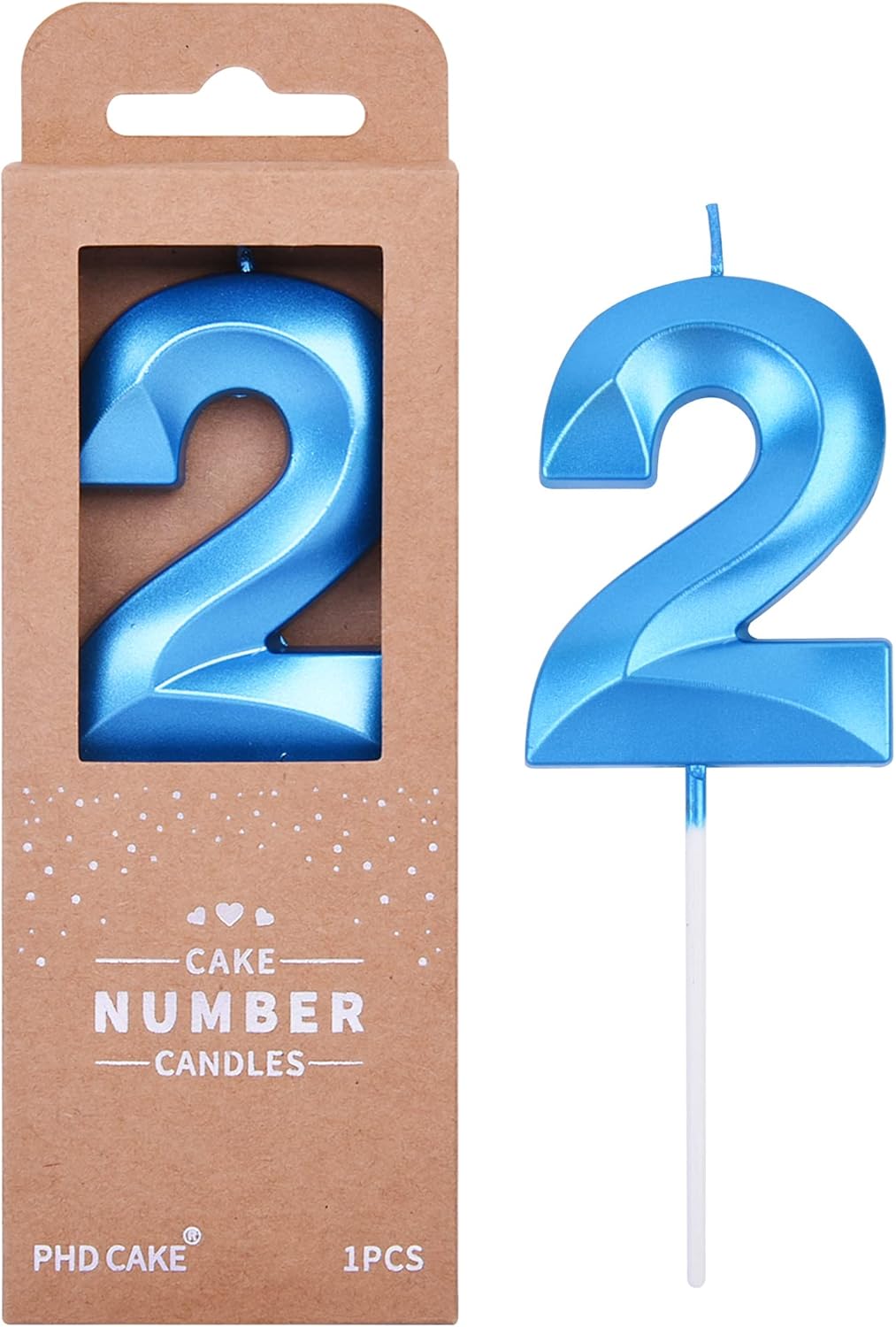 Candles & Holders - PHD CAKE 2.76 Inch Diamond Blue 2 Number Birthday Candles, Blue Number Candles, Cake Number Candles, Party Celebration