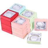 Tuanse 24 Pcs Jewelry Gift Boxes 3.5 x 3.5 x 0.8 inch Square Cardboard Jewelry Gift Boxes with clear Lids Small Gift Boxes Bulk for Ring Necklace Bracelet Earrings Display