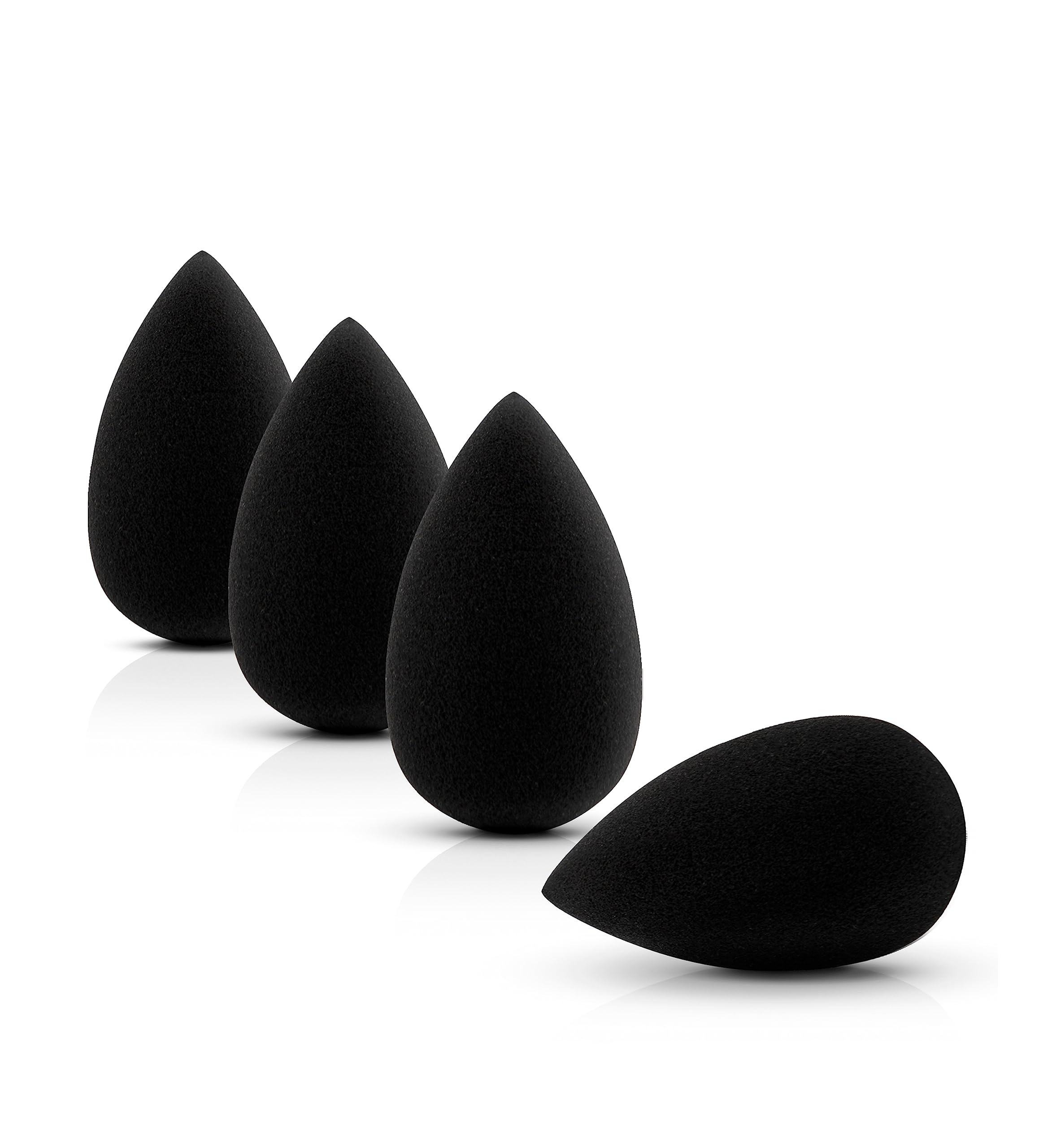 Luvia Beauty Blender Mini Sponge Set - 4 Make-Up Egg Sponges in Black - Super Soft Blending Sponge in Set for Precise and Large Surface Blending