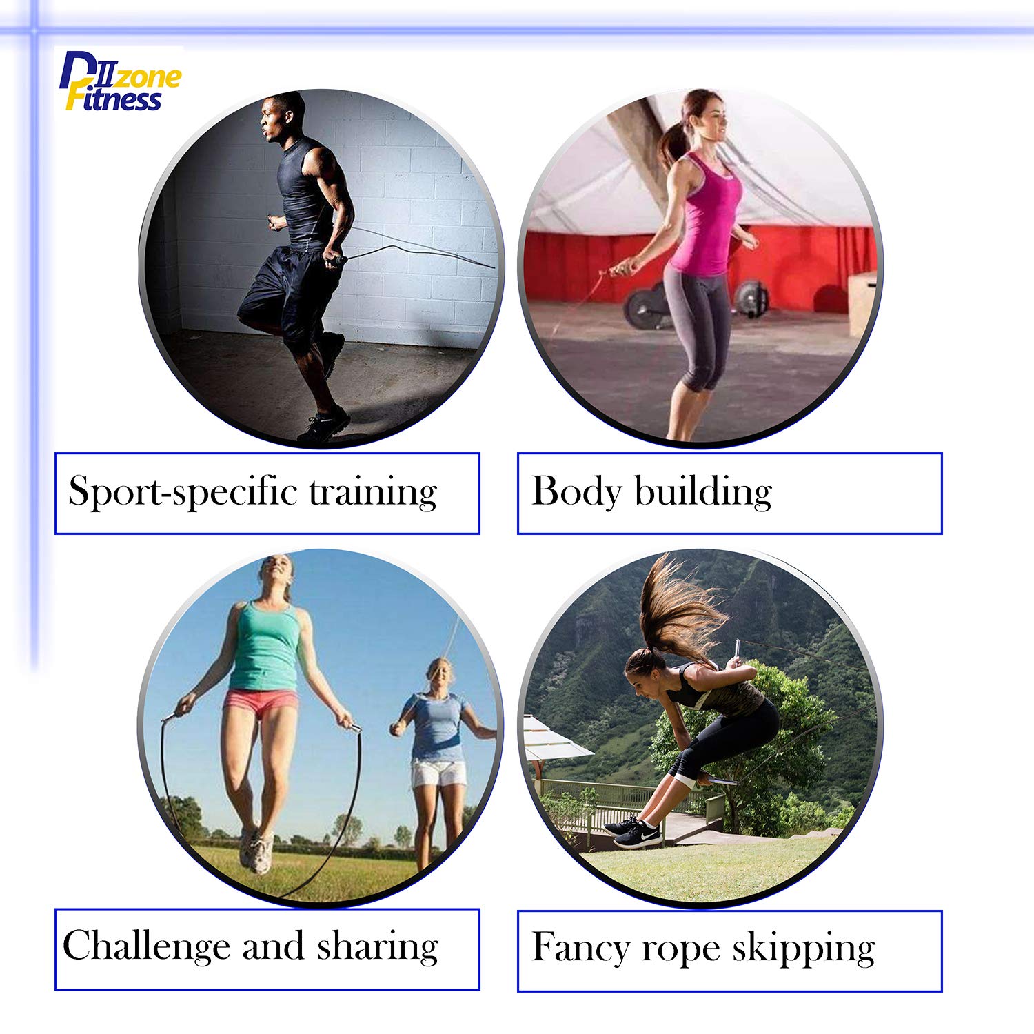 D Ⅱ ZONE FITNESS Men&Women Adjustable High Speed Jump Rope with Aluminum Handle and Wire Rope for Fitness Skipping