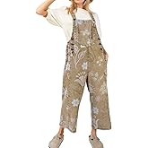 chouyatou Women 2025 Baggy Floral Denim Bib Overalls Jeans Casual Distressed Wide Leg Overall Jumptuis