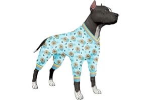 LovinPet Pet Pajamas for Large Dogs, Pet Anxiety Relief, Anti Licking Dog Surgery Recovery Suit Under Dog Sweater, Breathable Pollinate Nectarlove Blue Prints Dog Pajamas Pitbull Clothes XL