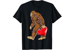 PUNTASTIC VALENTINES DAY Bigfoot Heart Valentines Day Boys Men Love Sasquatch Funny T-Shirt