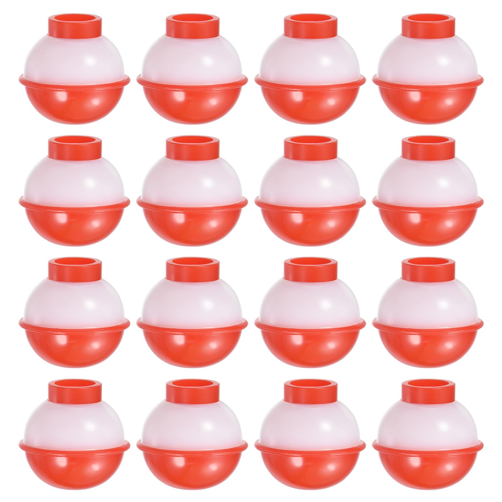 PATIKIL 0.75 Inch Fishing Bobber, 24 Pack Hard ABS Push Button Round Buoy Fishing Float Tackle, Red and White