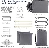 Ohuhu XL Swing Chair with Hardware Kit Gray 150kg Capacity Cushions view 7