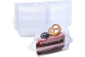 AQSXO 200 Pcs Transparent Cake Slice Plastic Containers with Lids 4 Inches Hinged Lid Cheese cake Container, for Take Out Packaging, Bakery and Cafe.