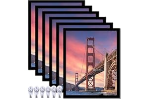 ijuerybai 6 Sets 8x10 Picture Frame, Frames for 8 x 10 Canvas Collage Photo Poster Certificate Wall Gallery, High Transparent Horizontal Vertical Black 8 by 10 Inches