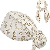 Working Cap Scrub Caps for Women, Nurse Hat Women Ponytail, Scrub Hats with Sweatband Buttons Adjustable Nurse Caps