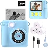 ESOXOFFORE Kids Camera Instant Print, Christmas Birthday Gifts for Kids Age 3-12, Selfie Digital Camera with 1080P Videos,Toddler Portable Travel Toy for 4 5 6 7 8 9 Year Old Boys Girls-Blue
