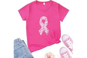 FZYSFZ Breast Cancer Awareness T Shirts for Women Support Squad,Pink Ribbon Shirts for Women Breast Cancer Survivor