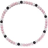 Laeclily Baseball Beaded Cross Necklace for Men Women, 18"/20"/22" Ice Necklace Bling Drip Bead Chains Necklaces for Boys Diamond Rhinestone Discoball for Baseball Team Lovers