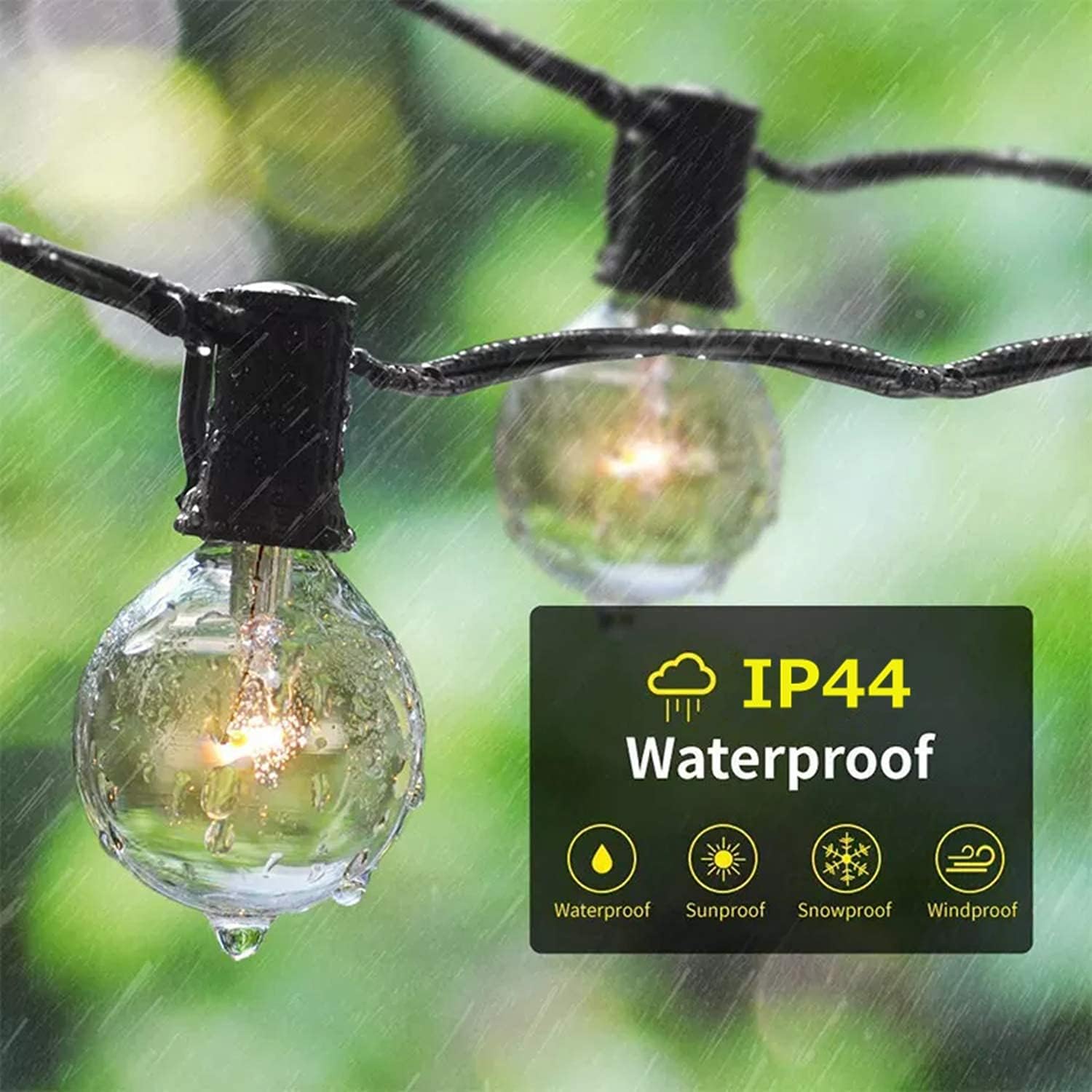 JMEXSUSS Outdoor String Lights 25ft G40 Patio Globe Lights with Edison Glass Bulbs, Waterproof Connectable Balcony Lights UL Listed Commercial Grade for Hanging Party Backyard Porch Decor, Black: Home & Kitchen