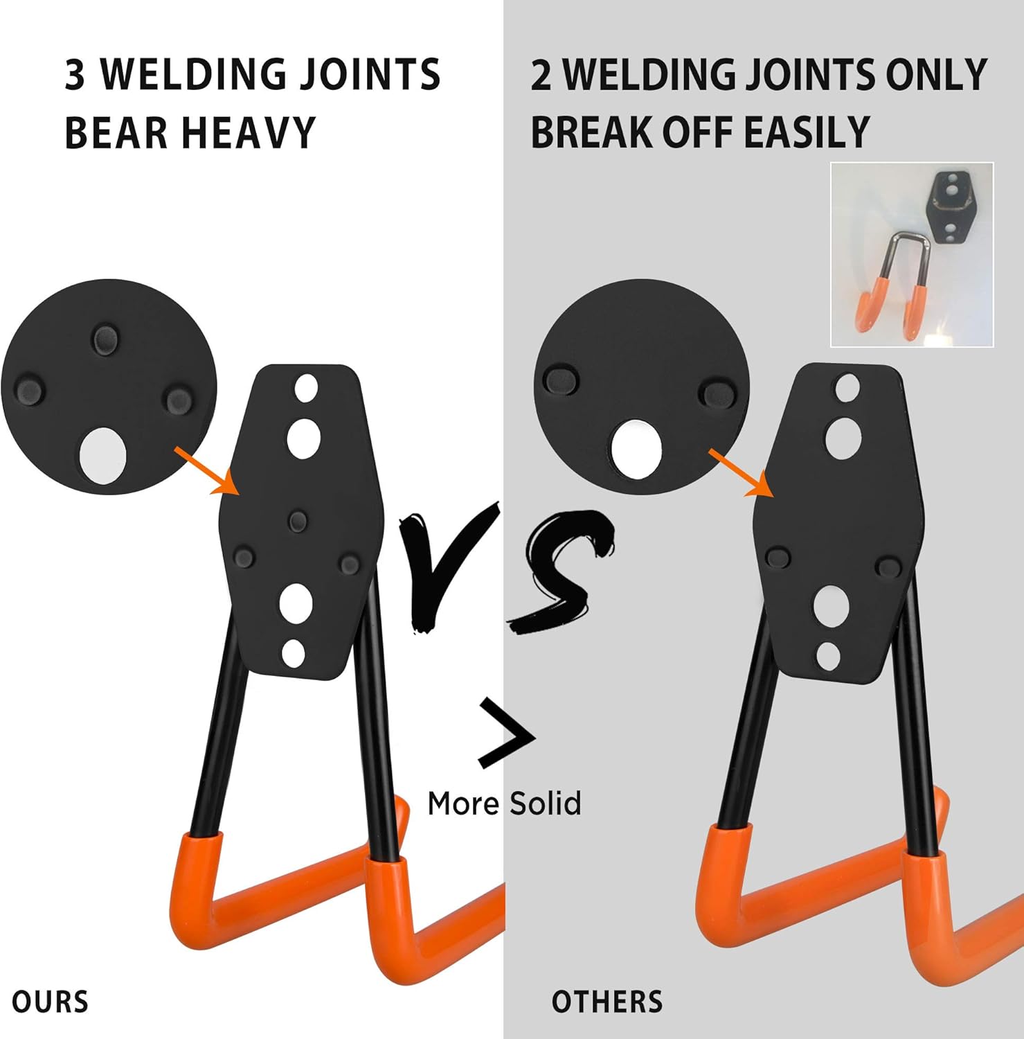 ORASANT Heavy Duty Garage Hooks With 3 Unique Welding Points, Loading 99LBS, Super Strong Garage Storage Hooks For Bikes Ladders Tools, Utility Garage Wall Hooks for Garage Organization (10Pack Orange) - - 