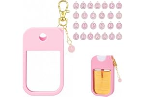SAANG & JAT Personalized Hand Sanitizer Spray Case Compatible with Touchland, Silicone Case with 26 Letters Keychain