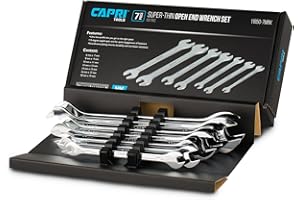 Capri Tools Super-Thin Open End Wrench Set, Metric, 6 to 19 mm, 7-Piece (11850-7MRK)