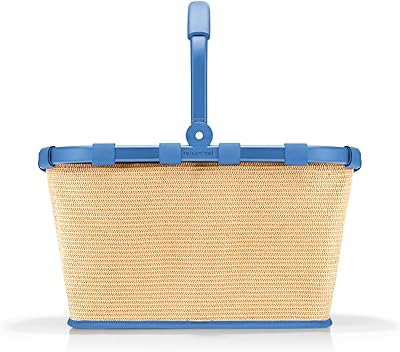 reisenthel carrybag frame raffia blue – Stabiler Einkaufskorb mit viel Stauraum und praktischer Innentasche – Elegantes und wasserabweisendes Design