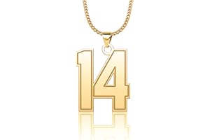 CandyCharms Stainless Steel 18K Jersey Number Necklace Sports Soccer Football Basketball Baseball for Boys Men Girls