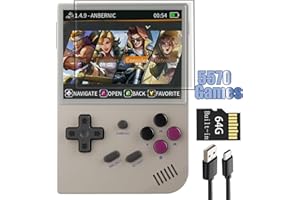 AIVUIDBS RG35XX Linux Handheld and Garlic Handheld Game Console 3.5'' IPS Screen, 35xx with a 64G Card Pre-Loaded 6900 Games, RG35X Supports HDMI and TV Output 2600mAh Battery