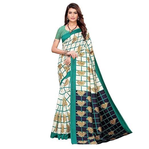 Hasti Womens Art Silk Saree With Free Blouse Piece(Green)