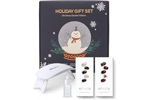 ohora Semi Cured Gel Nail Strips ([2025 Christmas Set] N Dazzling Night & N Tartan Bustier) - Works with Any Lamps, Salon-Quality, Long Lasting, Easy to Apply & Remove