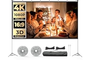 Portable Projector Screen with Stand, WEWATCH 120 Inch Projection Screen 16:9, 4K HD Rear Front Projections Movies Screen with Carry Bag for Indoor Outdoor Home Theater Backyard Cinema Travel