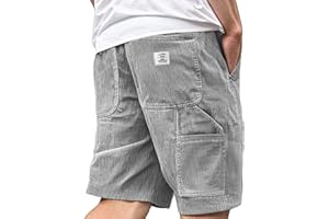 Mens Corduroy Shorts Casual Elastic Waist Drawstring Lightweight Sweatpants Loose Fit Summer Beach Shorts with Pockets