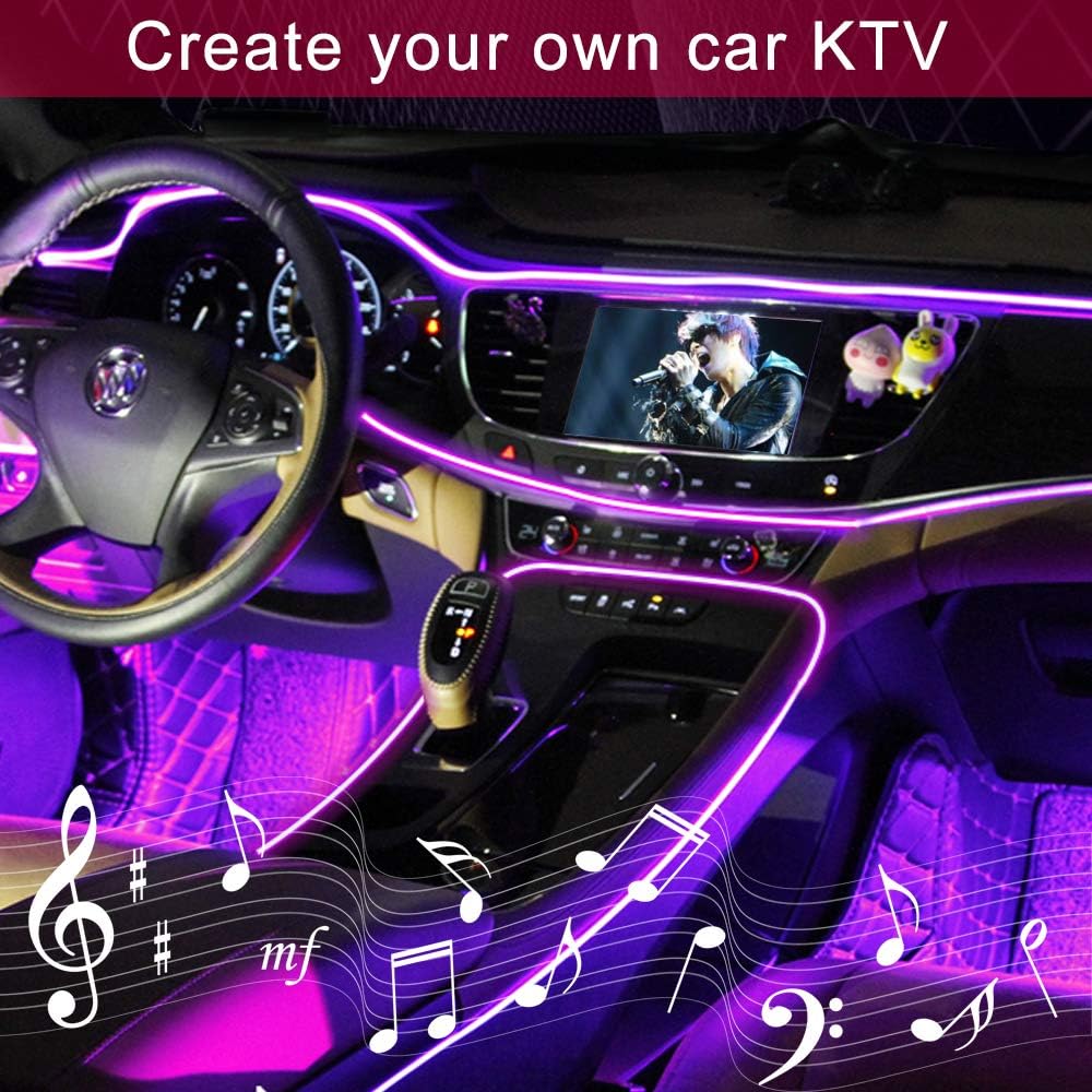 AXELECT Car LED Strip Lights, 48 LED Neon Accent Interior Lights Neon Light Kits Multicolor Music Car Interior Lights Under Dash Lighting Kit with Sound Active Function and Remote Control, DC 12V: Automotive