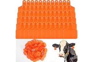 Lothee 100 Pcs Blank Cattle Ear Tags Large Plastic Precision Animal Identification Blank Livestock Ear Tags for Cattle Cow Horse Dog Pig Goat Sheep Farm Management(Orange)