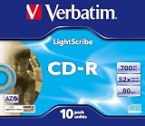 Verbatim 43537 52x Lightscribe CD-R Jewel Case 10 Pack 700MB Recordable Media view 3