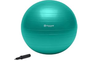 Gaiam Total Body Exercise Balance Stability Yoga Ball, Anti-Burst with Air Pump for Home, Office Chair, and Fitness - Various Sizes