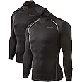 DEVOPS 2 Pack Men's Thermal Turtle Mock Neck Shirts, Compression Long Sleeve Tops and Hoodies