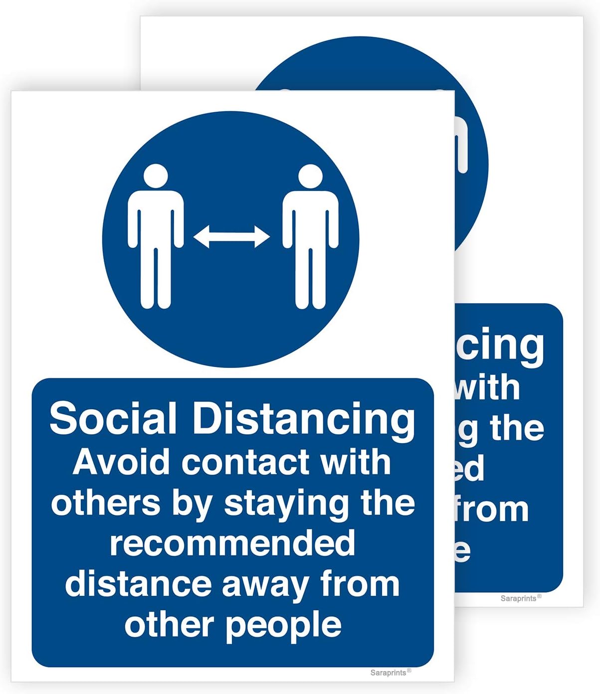 Pack of 2 Social Distance Signage, Social Distancing Signs for Shops Self Adhesive Waterproof Vinyl 150mm x 200mm V1104
