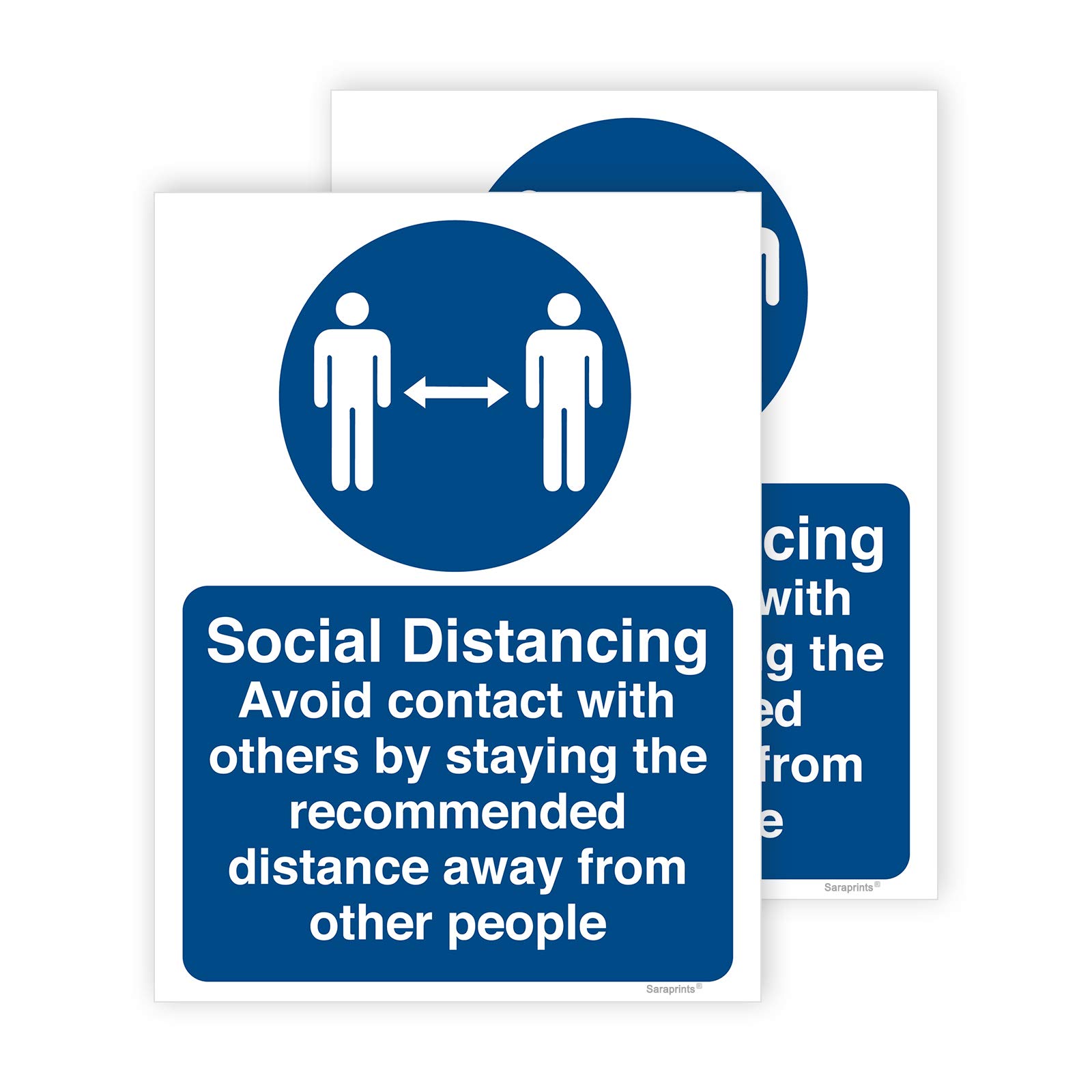 Pack of 2 Social Distance Signage, Social Distancing Signs for Shops Self Adhesive Waterproof Vinyl 150mm x 200mm V1104