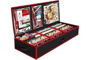 Simple Houseware Wrapping Paper Organizer - Under Bed Storage for 25-40 Rolls Gift Wrapping Paper, Gift Bags, Ribbons, 105 x 