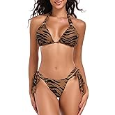 RELLECIGA Women Triangle Bikini Set Push up High Cut Thong 2 Piece Swimsuit