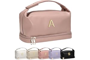 Vogewood Birthday Bags for Women-Cool Gifts for College Girl, Initial Makeup Bag, Bridesmaid Bags-Cosmetic Bag, Makeup Bags Toiletry Bag with Makeup Brush Organizer-Stocking Stuffers for Teen Girls