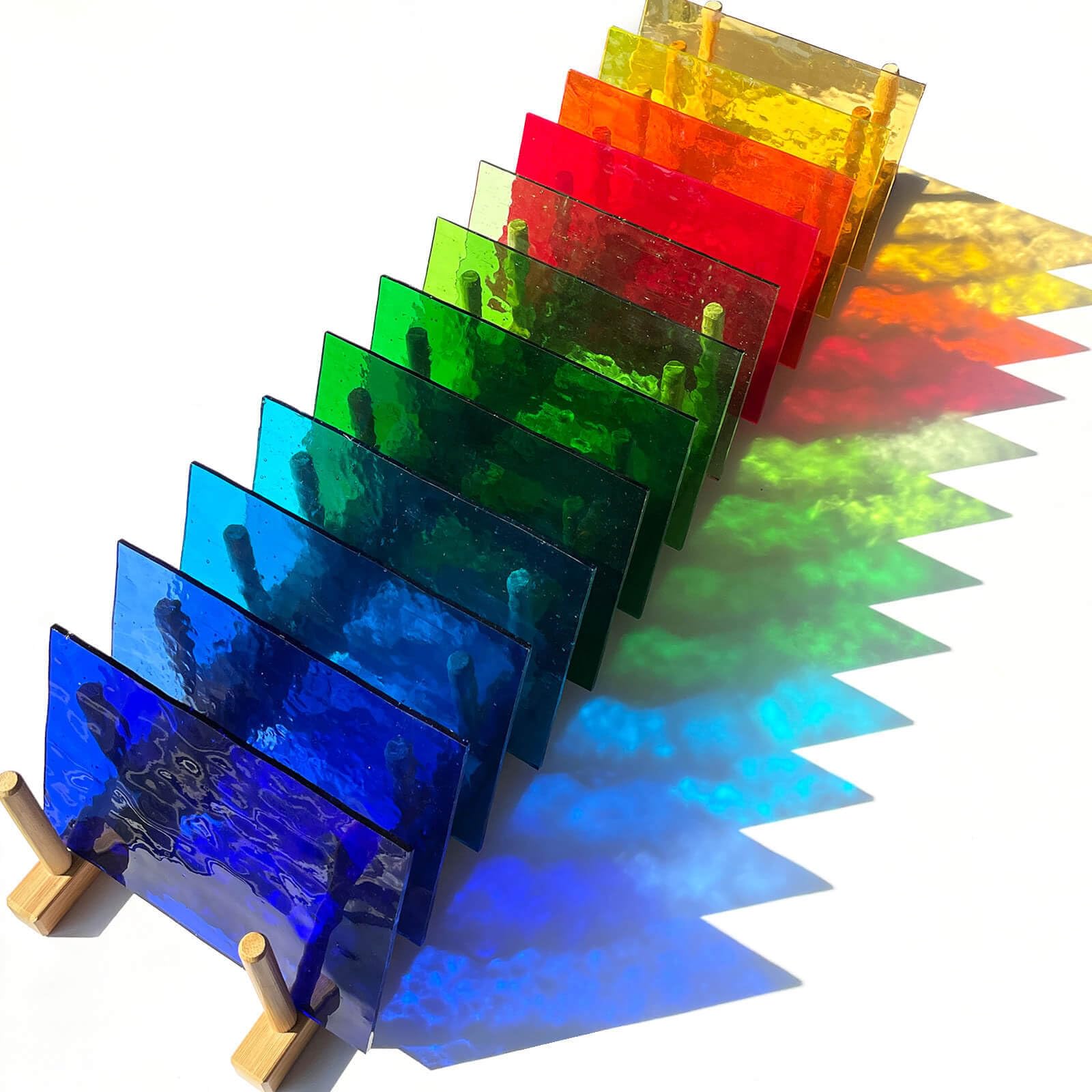 LITMIND 12 Sheets Transparent Texture Stained Glass Variety Pack, 6 x 4 Inch Cathedral Art Glass for Mosaic Crafts & Supplies,Assorted Colorful Glass Sheets for Stunning Stained Glass Projects