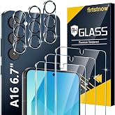 firtstnow 3 Pack for Samsung Galaxy A16 5G Screen Protector Tempered Glass + 3 Pack Camera Lens Protector, Military Grade Shatterproof, 9H Hardness, Fingerprint Unlock, Case Friendly 6.7 Inch