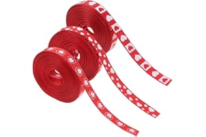 NOLITOY 3 Rolls Red 9Mm Heart Printed Satin Ribbon for Valentine'S Day Birthday Wedding Wrapping and Craft