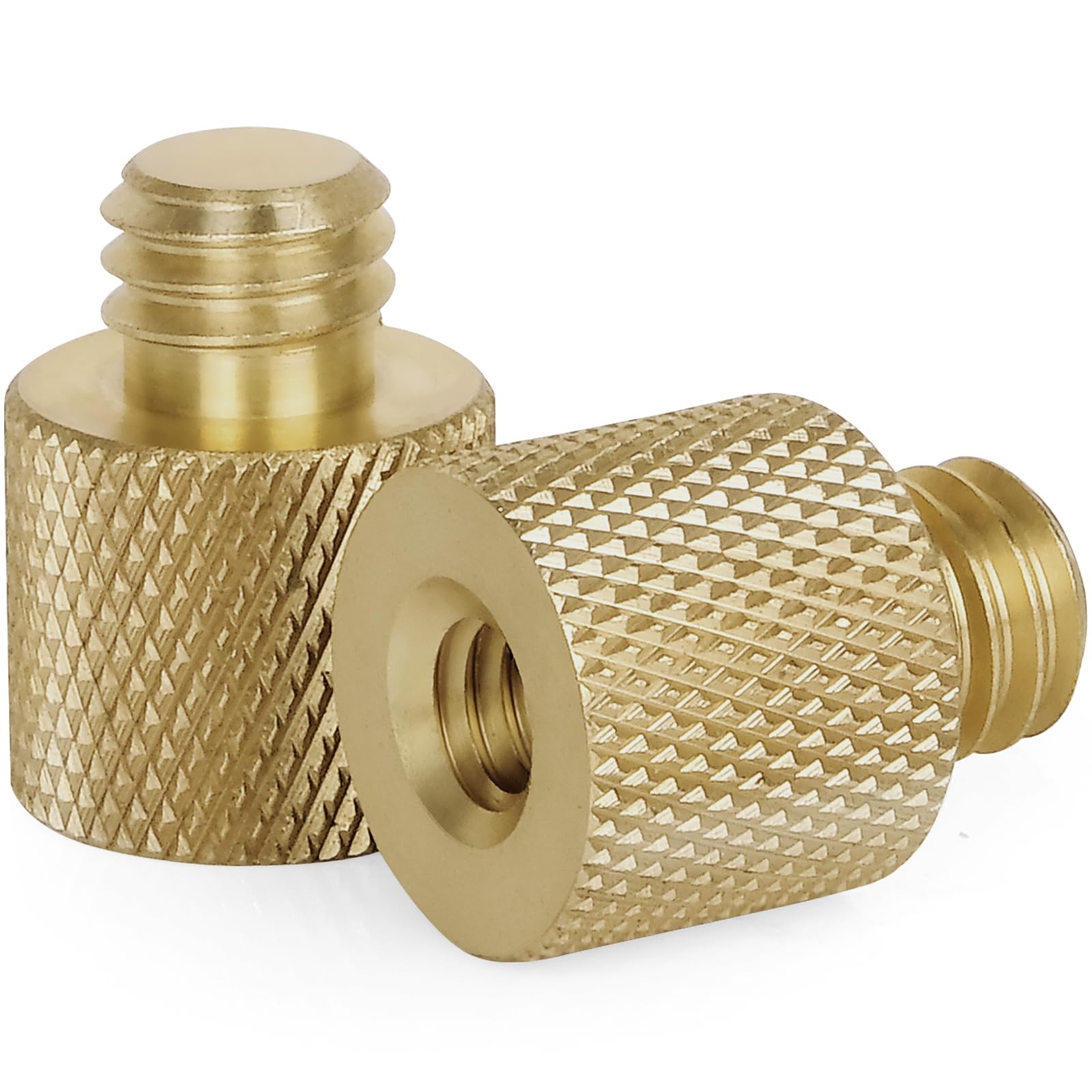 Standard 1/4"-20 Female to 3/8"-16 Male Threaded Reducer Screw Adapter (Brass) Precision Made (2 Pack)