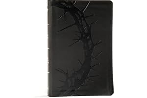 KJV Large Print Personal Size Reference Bible, Charcoal LeatherTouch Crown of Thorns, KJV Holy Bible, Red Letter, Pure Cambri