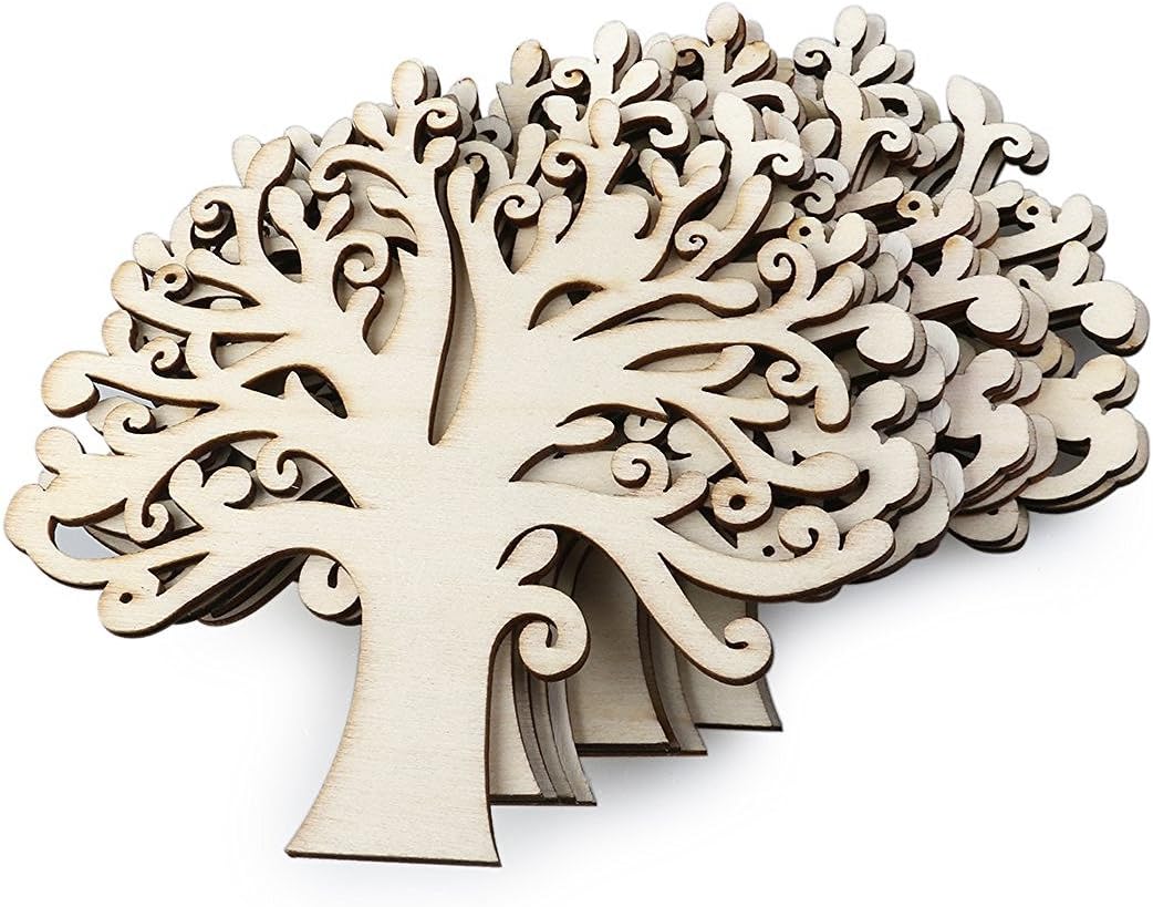 Wooden Tree Embellishments for Wedding Christmas Ornaments DIY Crafts（10pcs）