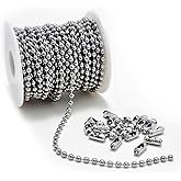 30 Feet Stainless Steel Ball Chain with 20 Connectors – 2.3mm Bead Chain Roll for Dog Tags, Necklaces for Men, Jewelry Making, Keychains, DIY Crafts