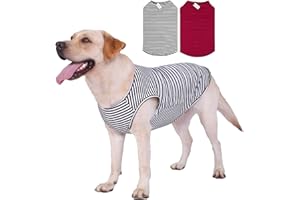 LEVIBASIC Dog Shirts Cotton Striped T-Shirts, Breathable Basic Vest for Puppy and Cat, Super Soft Stretchable Doggy Tee Tank Top Sleeveless, Fashion & Cute Color for Boys and Girls (XXXL, Black+Red)