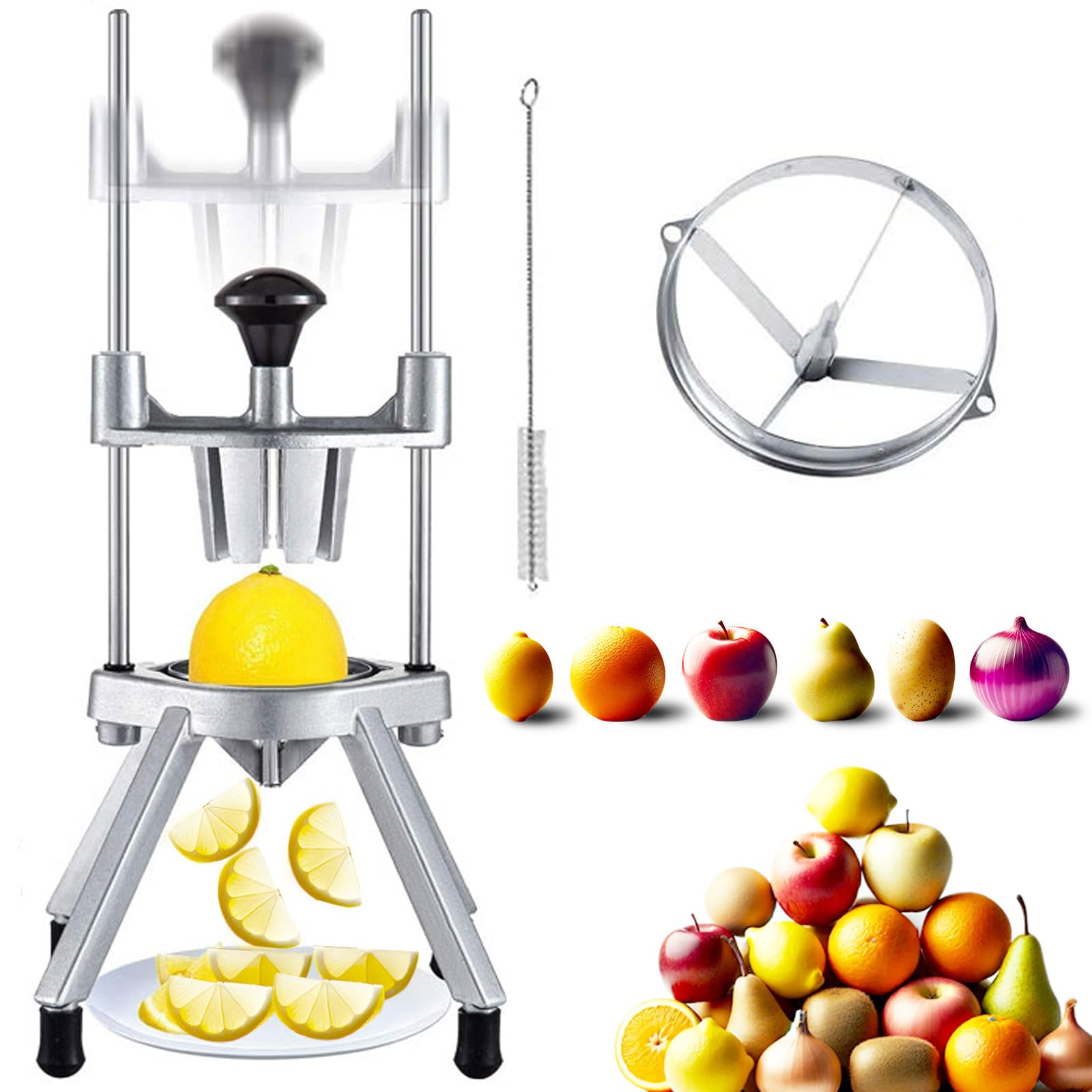 Photo 1 of Commercial Lemon Cutter 4-Section with V-Shaped 420 Stainless Steel Blades?Easy Wedger Stainless Steel Blade Fruit Lime Slicer NSF Certified Easy-to-Use for Bar Restauran