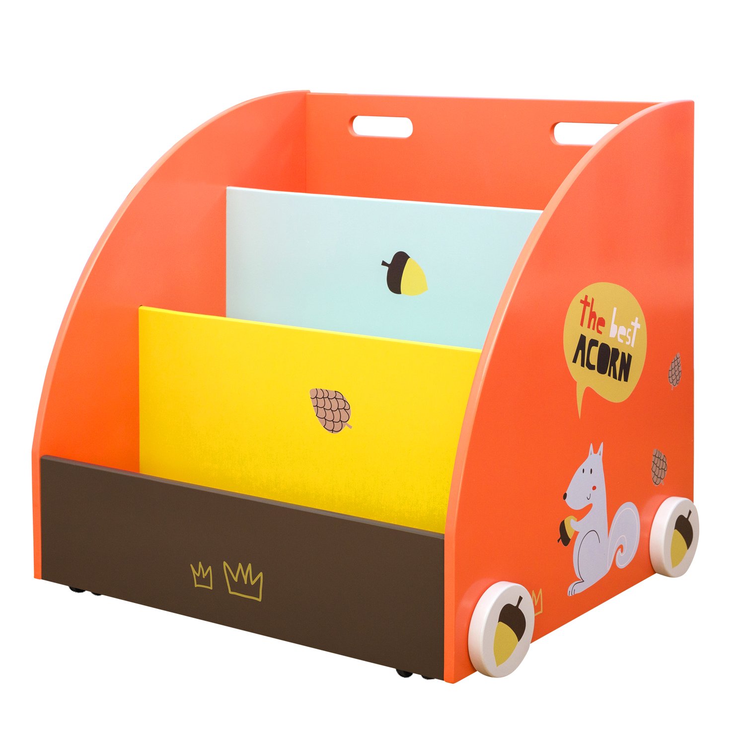 labebe Child Bookcase, Small Wooden Bookshelf with Wheels, 2in1 Pine